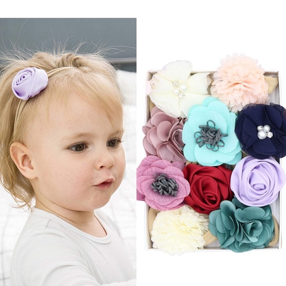 10 Pcs Baby Girl Headbands Flowers - Picture 2 of 6